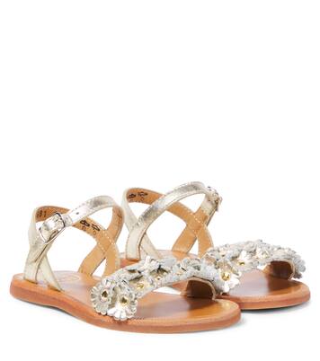 Sandalen Plagette Multi Flo aus Metallic-Leder | Pom d'Api