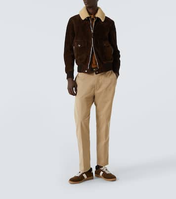Archer leather-trimmed suede sneakers | Tom Ford