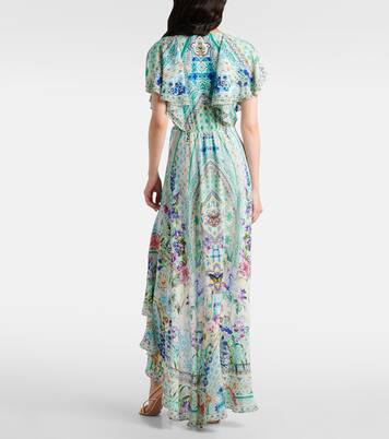 Robe portefeuille imprimée en soie à cristaux | Camilla