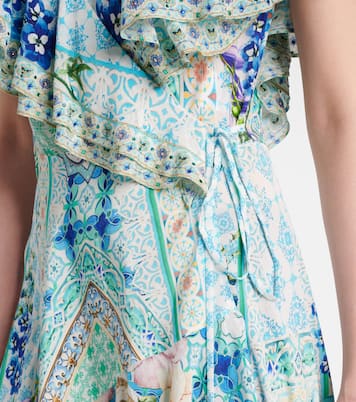 Robe portefeuille imprimée en soie à cristaux | Camilla