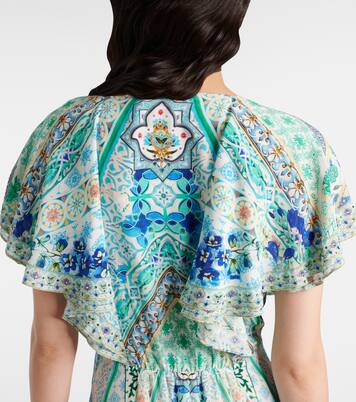 Robe portefeuille imprimée en soie à cristaux | Camilla