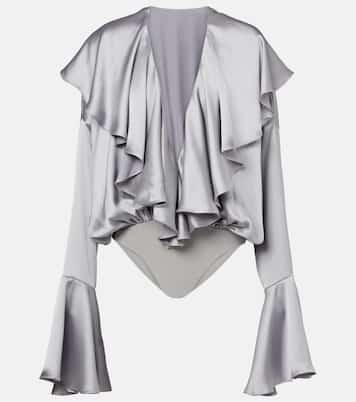 Ruffled satin bodysuit | Norma Kamali
