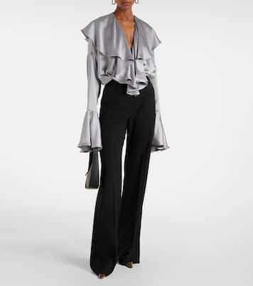 Ruffled satin bodysuit | Norma Kamali