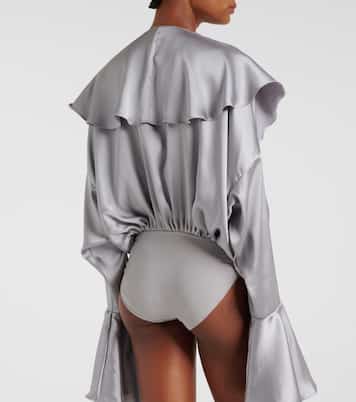 Ruffled satin bodysuit | Norma Kamali