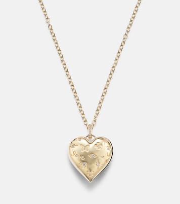 Puffy Icon Heart 14kt gold pendant with diamonds  | Sydney Evan