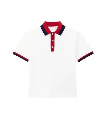 Web Stripe cotton-blend polo shirt | Gucci Kids