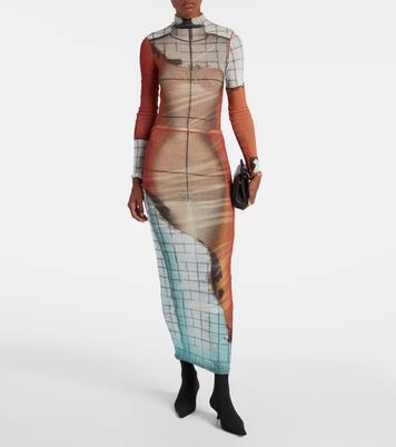 Fire printed mesh bodysuit | Jean Paul Gaultier