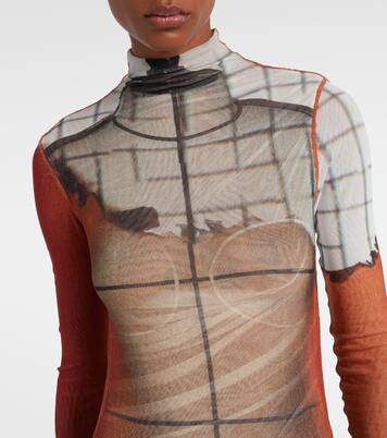 Fire printed mesh bodysuit | Jean Paul Gaultier