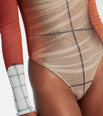 Fire printed mesh bodysuit | Jean Paul Gaultier