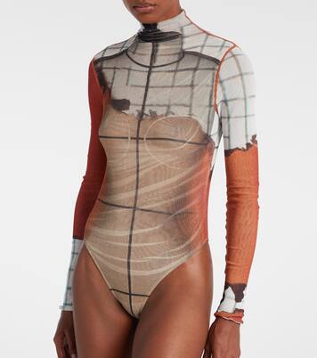 Fire printed mesh bodysuit | Jean Paul Gaultier