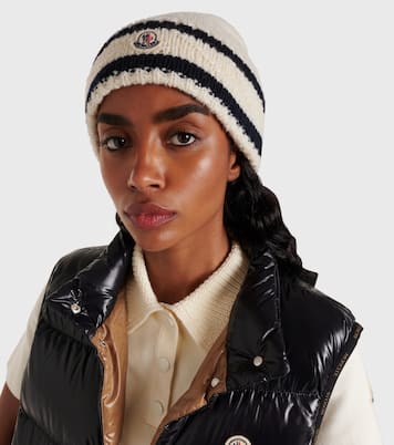 Logo striped wool-blend beanie | Moncler