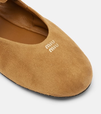 Mary-Jane-Ballerinas Ruches aus Veloursleder | Miu Miu