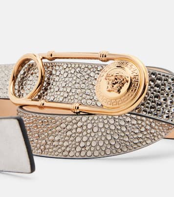 Safety Pin embellished leather belt | Versace