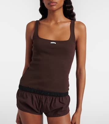 Lounge ribbed-knit cotton-blend tank top | Entire Studios