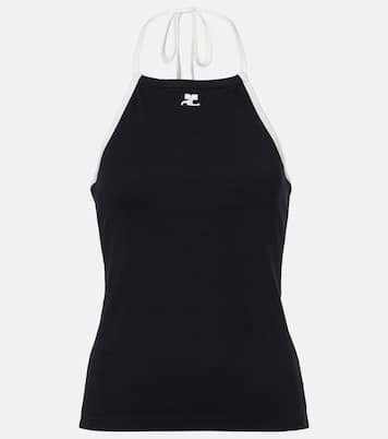 Logo tie-back cotton halterneck top | Courrèges