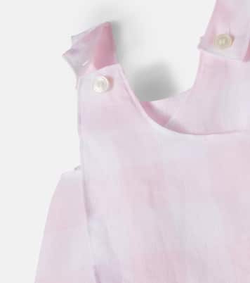 Baby checked linen dress and bloomers set | Il Gufo