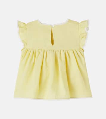 Embroidered lace-trimmed ramie top | C'era Una Volta