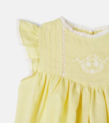 Embroidered lace-trimmed ramie top | C'era Una Volta