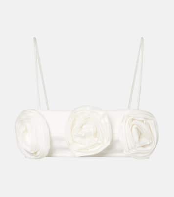 Floral-appliqué cotton-blend bandeau top | Adriana Degreas