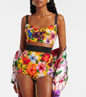Shorts en mezcla de seda florales | Dolce&Gabbana