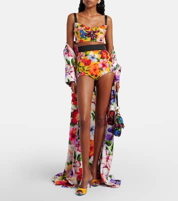 Shorts en mezcla de seda florales | Dolce&Gabbana
