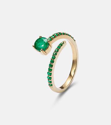 Grass Seed 18kt yellow gold ring with emeralds | Ileana Makri
