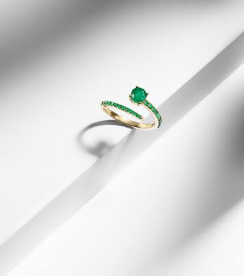 Grass Seed 18kt yellow gold ring with emeralds | Ileana Makri