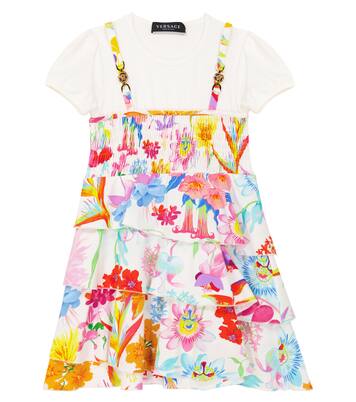 Jardin cotton-blend dress | Versace Kids