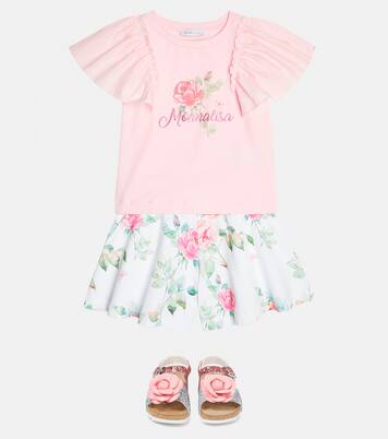 Ruffled cotton-blend jersey T-shirt | Monnalisa