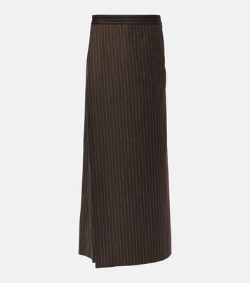 Tattoo pinstripe wool-blend maxi skirt | Jean Paul Gaultier