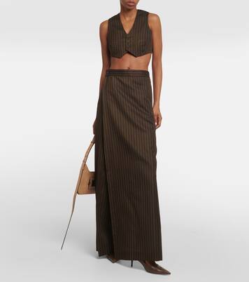 Tattoo pinstripe wool-blend maxi skirt | Jean Paul Gaultier