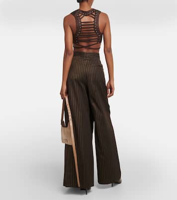 Tattoo pinstripe wool-blend maxi skirt | Jean Paul Gaultier