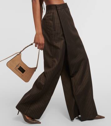 Tattoo pinstripe wool-blend maxi skirt | Jean Paul Gaultier