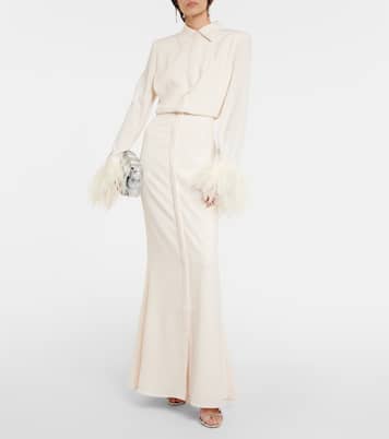 Hemdblusenkleid aus Crêpe mit Federn | Roland Mouret