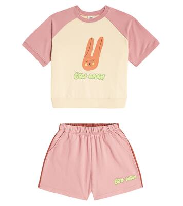 Printed cotton jersey T-shirt and shorts set | Jellymallow