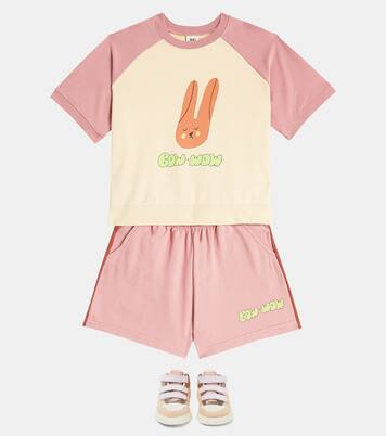 Printed cotton jersey T-shirt and shorts set | Jellymallow