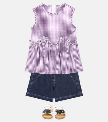 Checked floral cotton top | Il Gufo