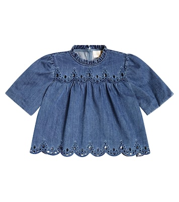 Smocked cotton chambray shirt | Petite Amalie  
