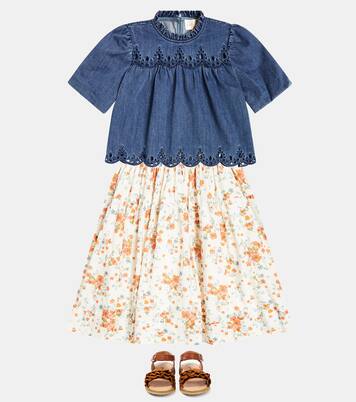 Smocked cotton chambray shirt | Petite Amalie  