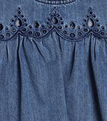 Smocked cotton chambray shirt | Petite Amalie  