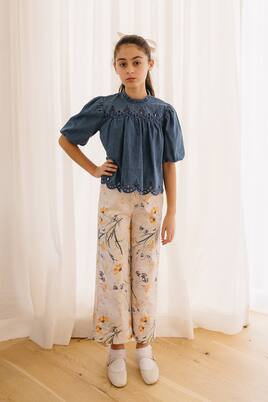 Smocked cotton chambray shirt | Petite Amalie  