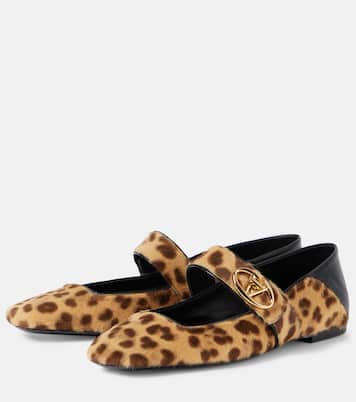 VLogo Locker leopard-print Mary Jane flats | Valentino Garavani