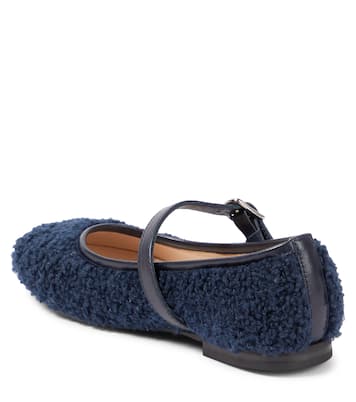 Leather-trimmed faux shearling ballet flats | Il Gufo