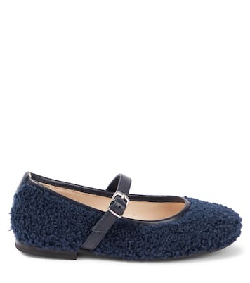 Leather-trimmed faux shearling ballet flats | Il Gufo