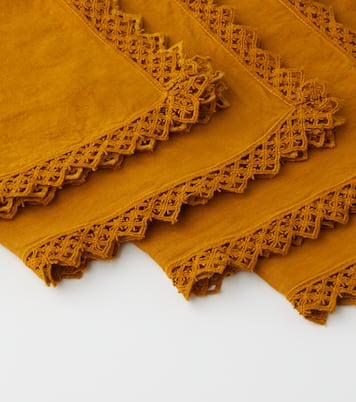 Set of 4 macramé-trimmed linen napkins | Once Milano