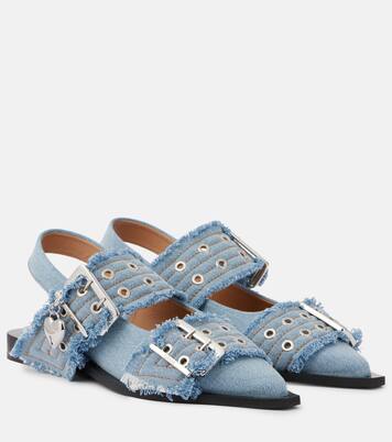 Ballerinas Feminine Buckle aus Denim | Ganni