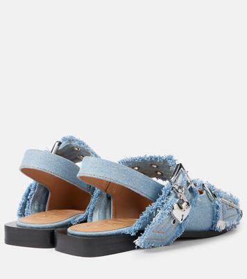 Ballerinas Feminine Buckle aus Denim | Ganni