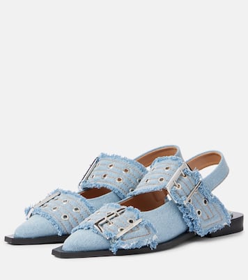 Ballerinas Feminine Buckle aus Denim | Ganni