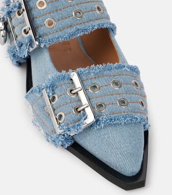 Ballerinas Feminine Buckle aus Denim | Ganni