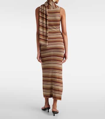 Robe midi rayée en soie mélangée | Aya Muse